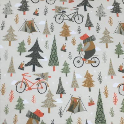 French Terry | Bär auf Fahrrad | Grün